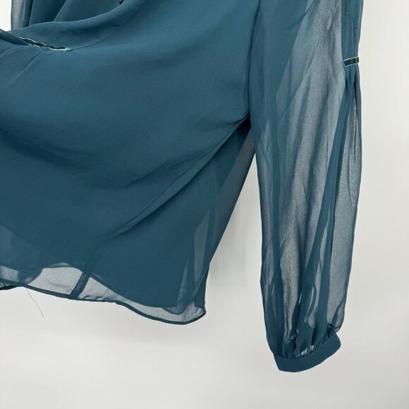 Coldwater Creek Womens Sheer Long Sleeve Peasant Blouse size large petite - Picture 8 of 12